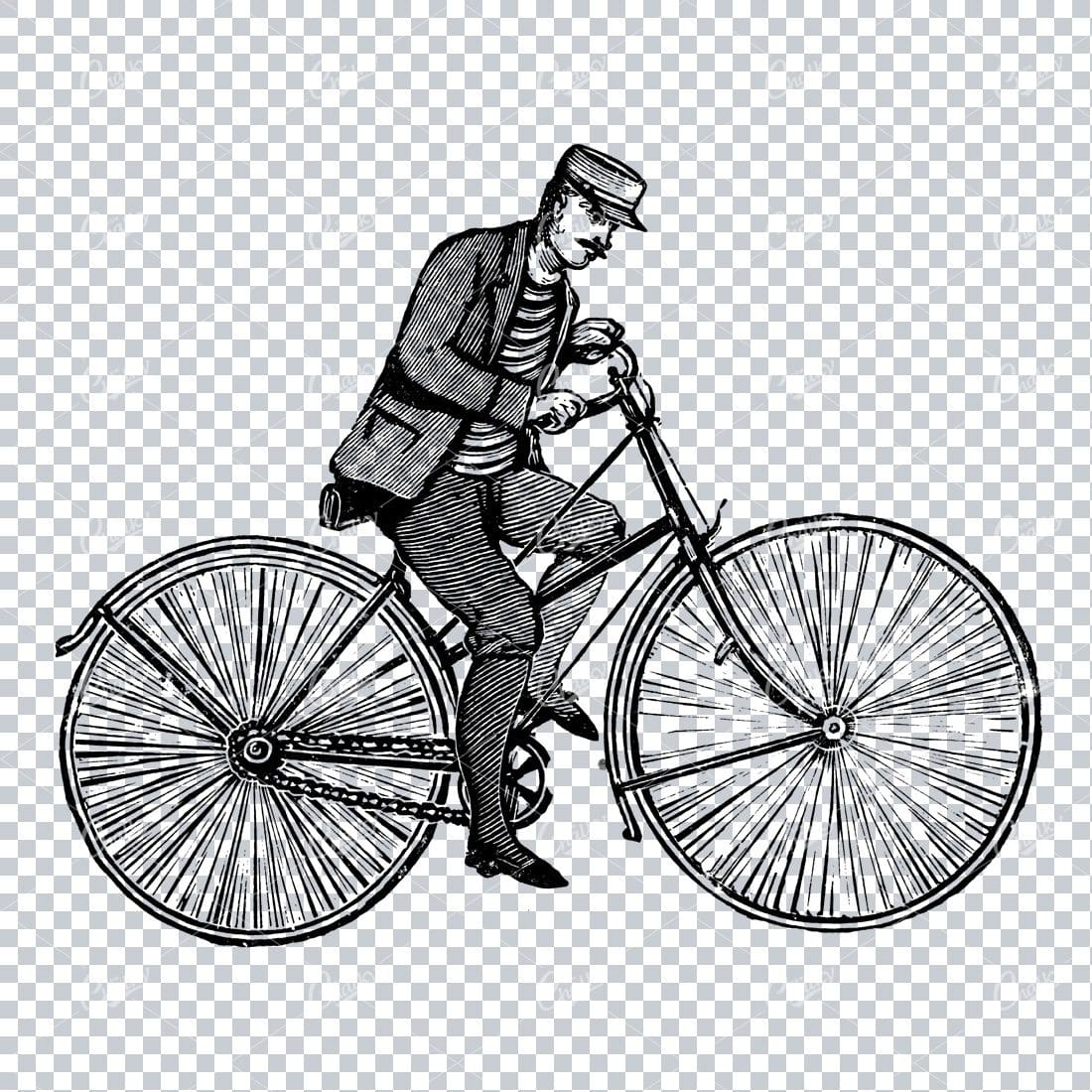 Old Artwork of a Man Riding a Bicycle No.1