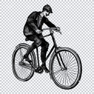 Old Artwork of a Man Riding a Bicycle No.2