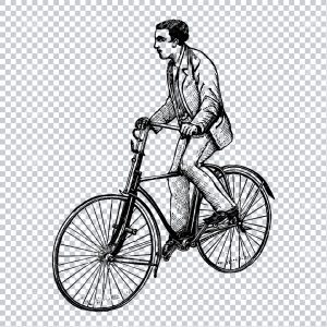 Old Artwork of a Man Riding a Bicycle No.3
