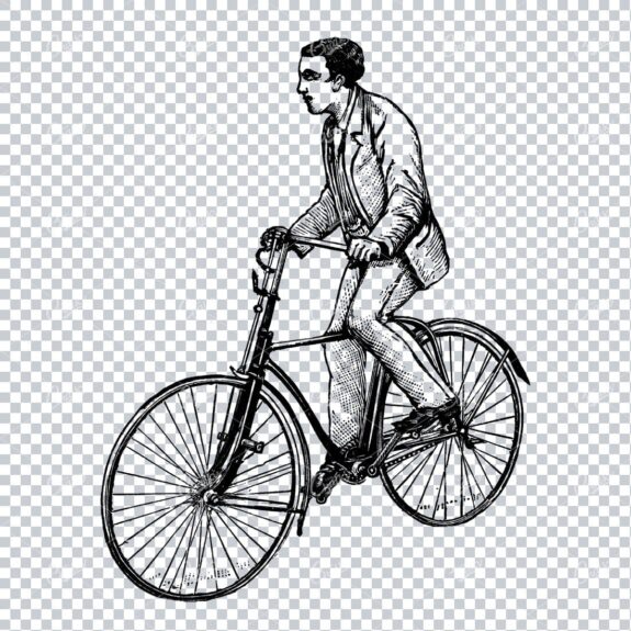 Old Artwork of a Man Riding a Bicycle No.3