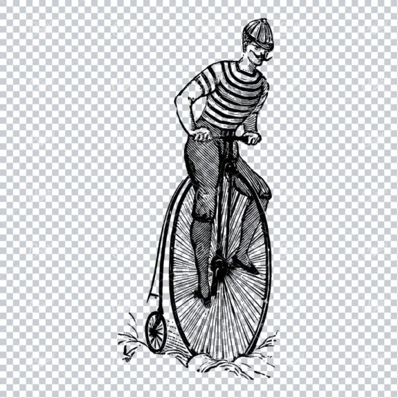 Old Artwork of a Man Riding a Bicycle No.4