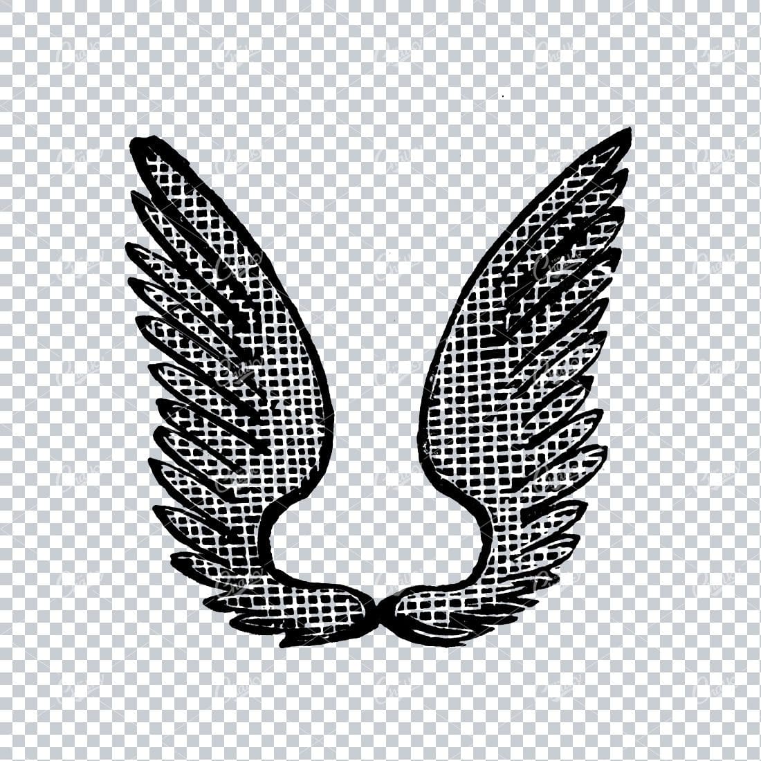 Hand Drawn Illustration of a Pair of Wings - Vintage Artwork