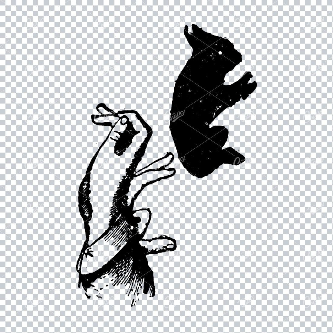 Antique Illustration of a Shadow Puppet Example No.1