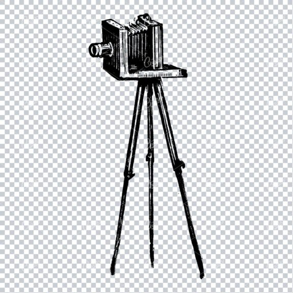 Simple Line Art Illustration of an Antique Photographers Camera No.1