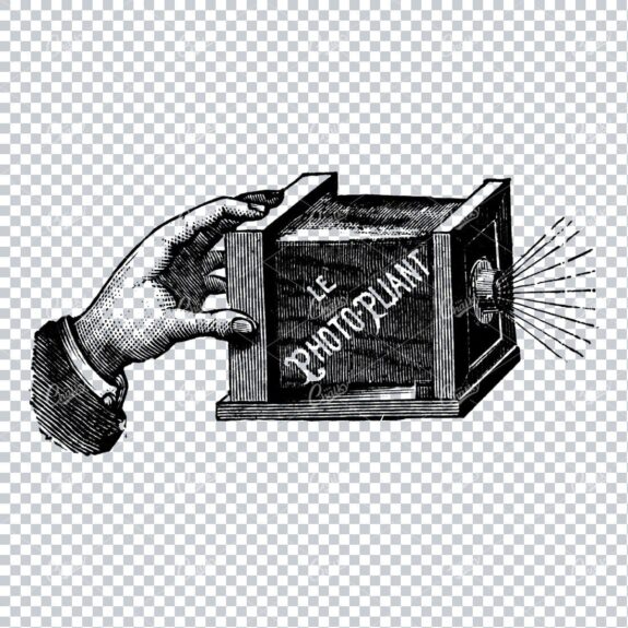 Simple Line Art Illustration of an Antique Photographers Camera No.2