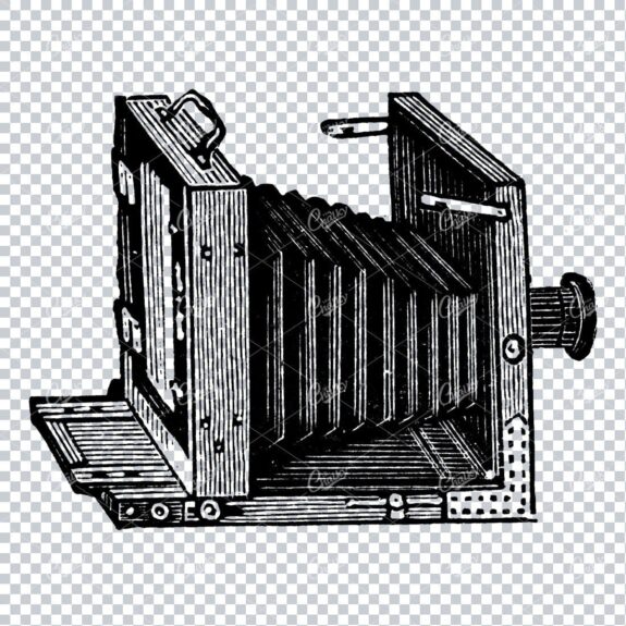 Simple Line Art Illustration of an Antique Photographers Camera No.3
