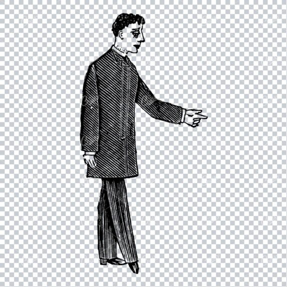 Old Illustration of a Man Pointing - Vinage Line Art