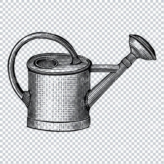 Vintage Gardening Illustration - Watering Can