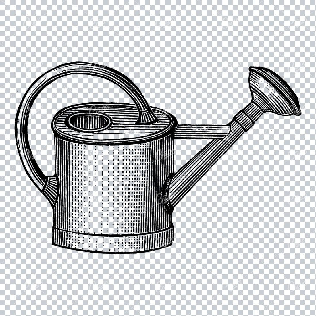 Vintage Gardening Illustration - Watering Can