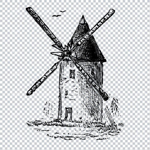 Vintage Windmill Illustration