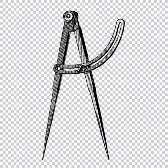 Line Art Illustration of a Compass - Drawing Aparatus
