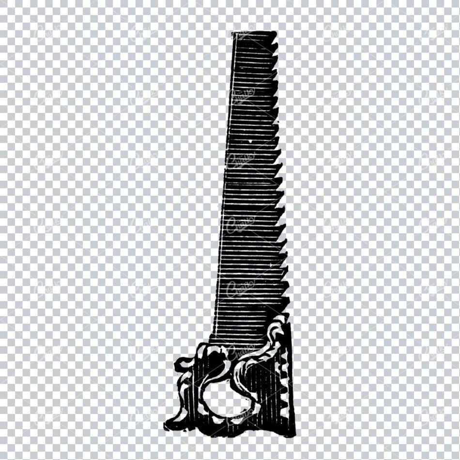 Vintage Carpentry Tool Illustration - Wood Saw