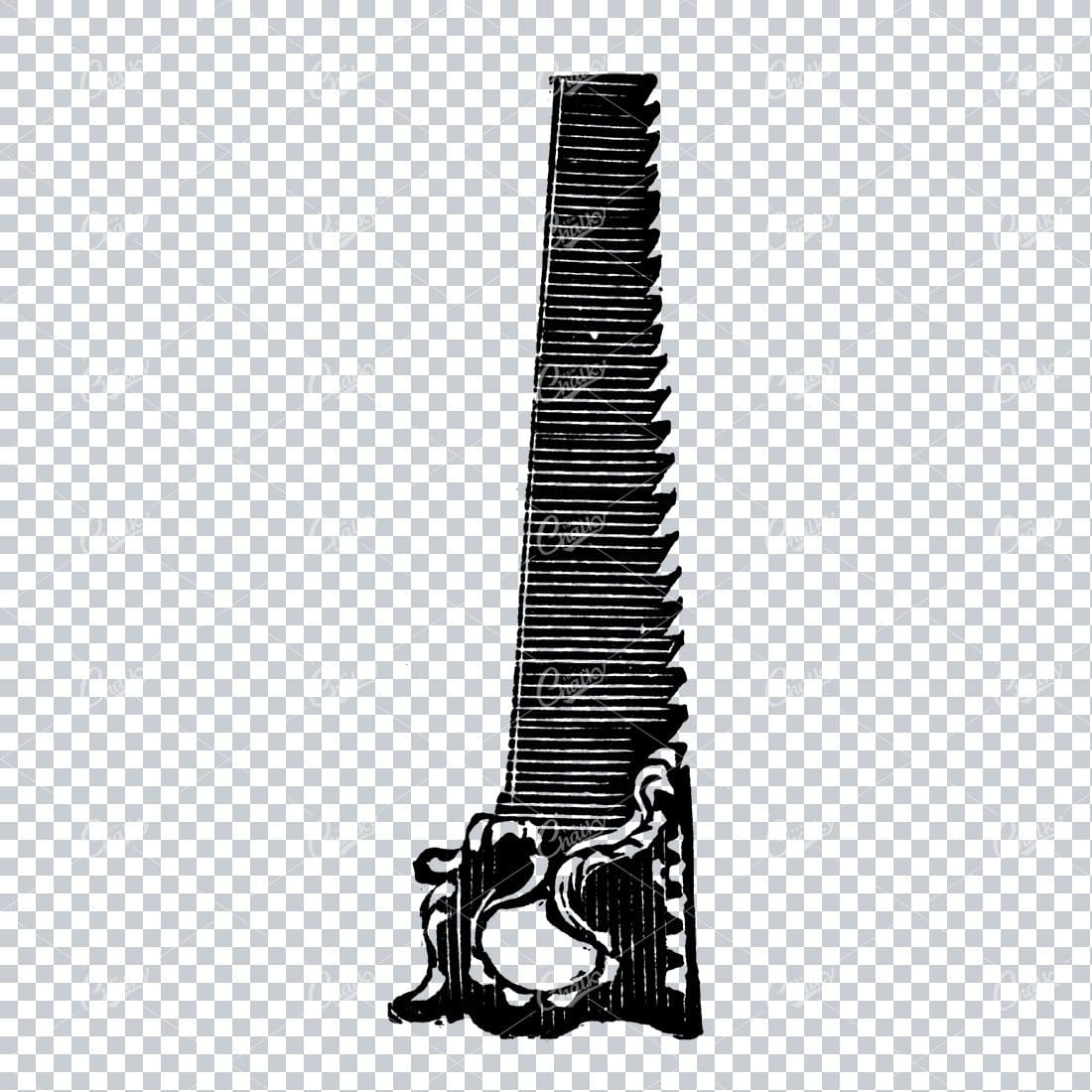 Vintage Carpentry Tool Illustration - Wood Saw