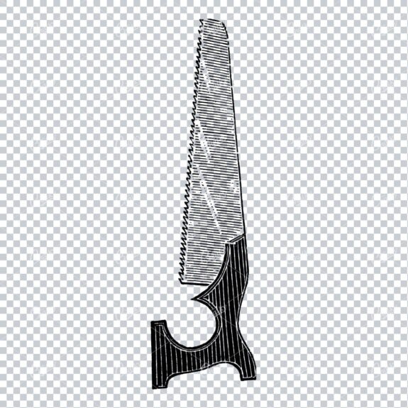 Vintage Carpentry Tool Illustration - Wood Saw