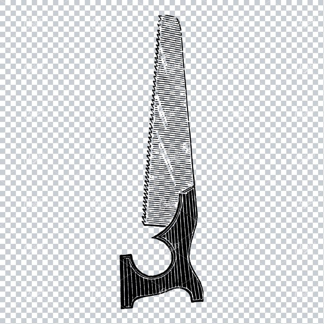 Vintage Carpentry Tool Illustration - Wood Saw