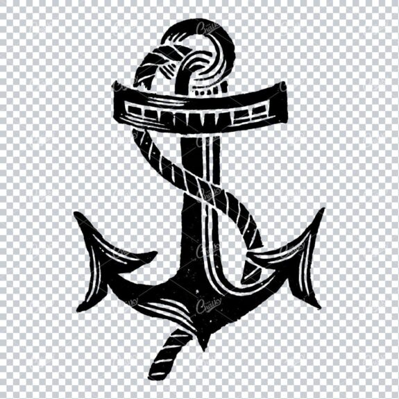 Antique Nautical Illustration - Anchor with Rope