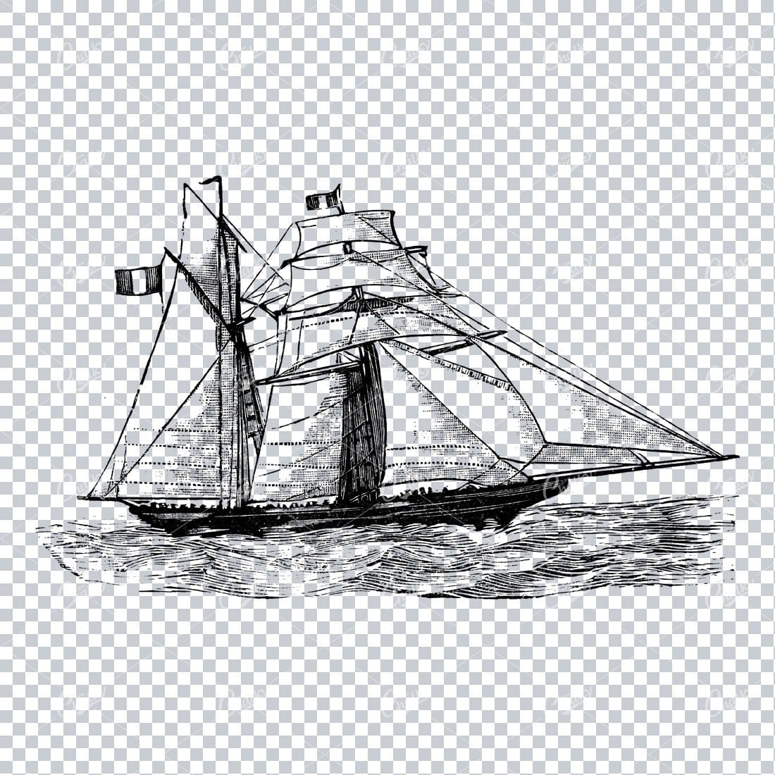 Vintage Nautical Artwork - Sailing Ship