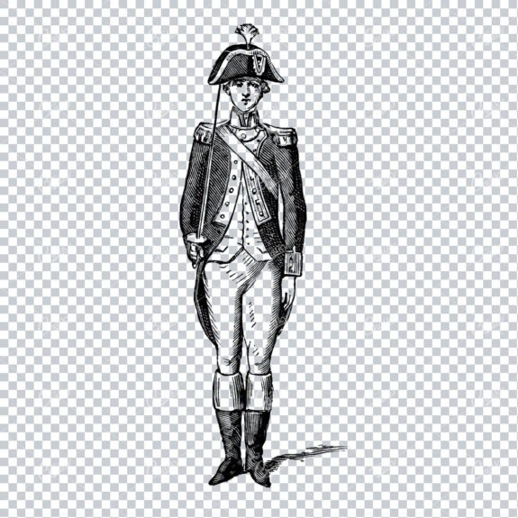 Antique Line Art Illustration of an English Soldier