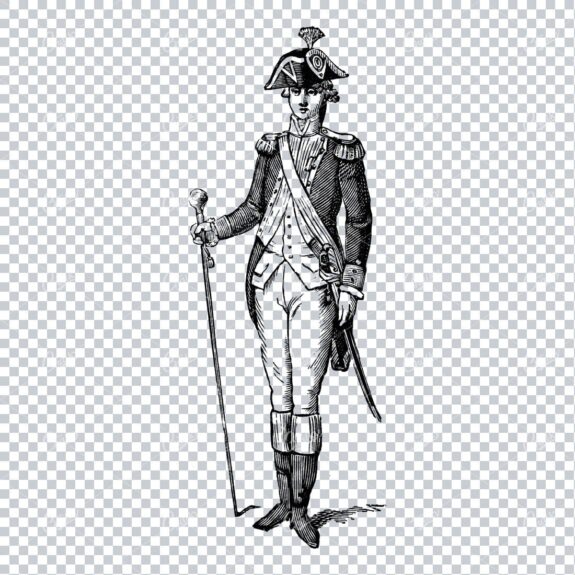 Antique Line Art Illustration of an English Captain