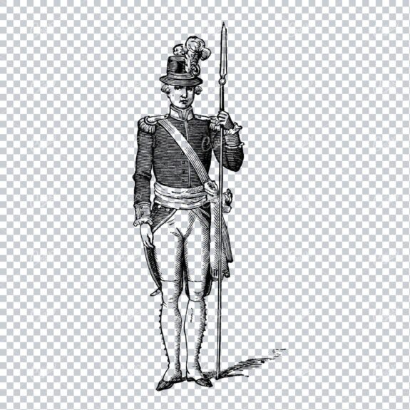 Antique Line Art Illustration of an English Guard No.1