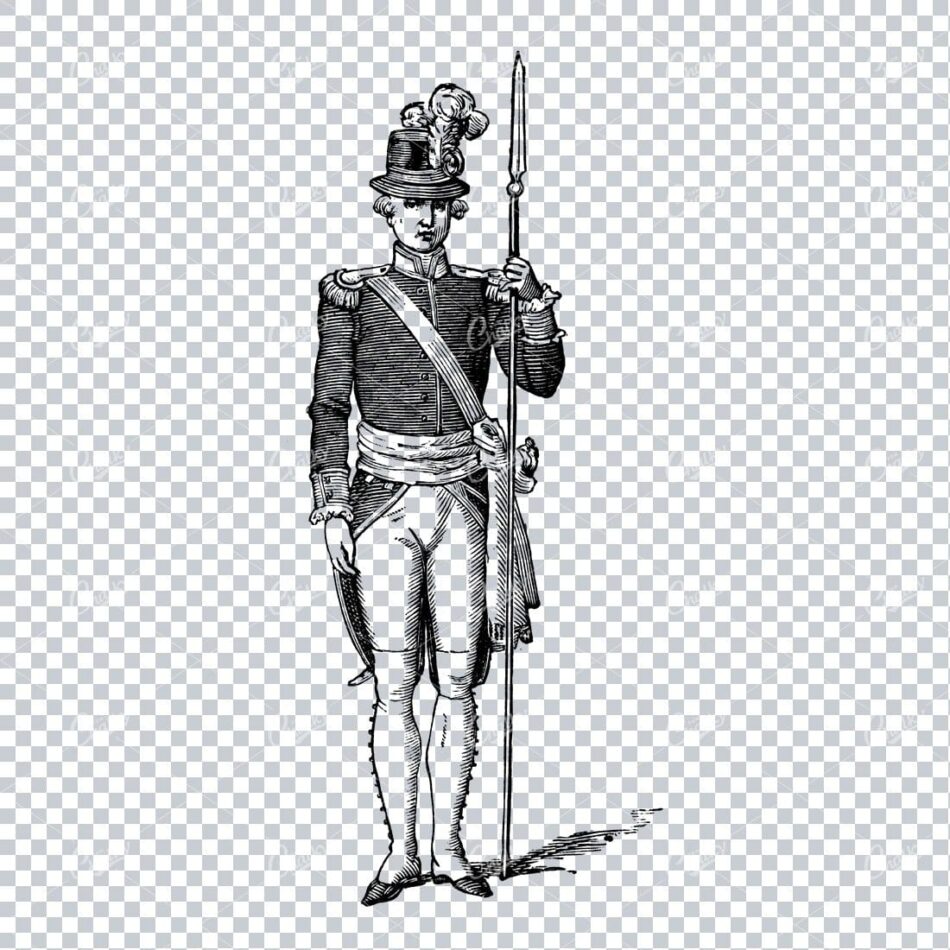 Antique Line Art Illustration of an English Guard No.1