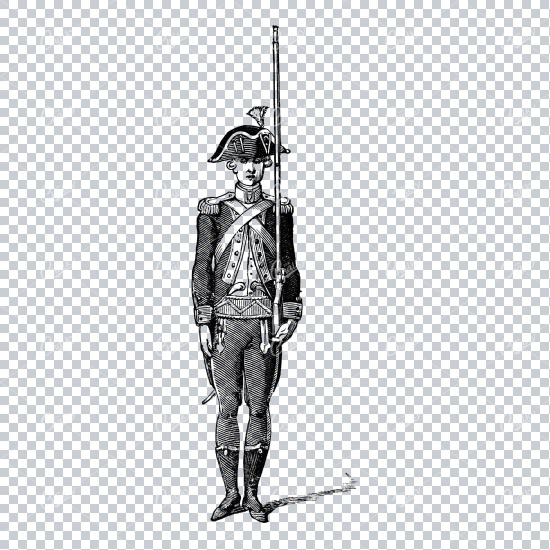 Antique Line Art Illustration of an English Guard No.2