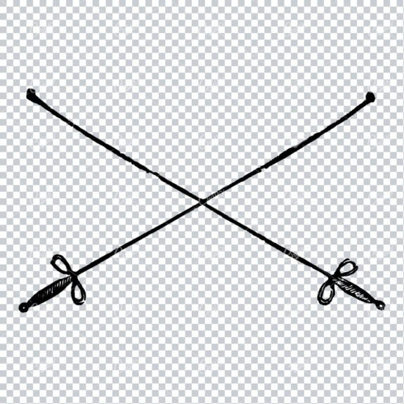 Antique Line Art Illustration of Two Fencing Swords (Foil)
