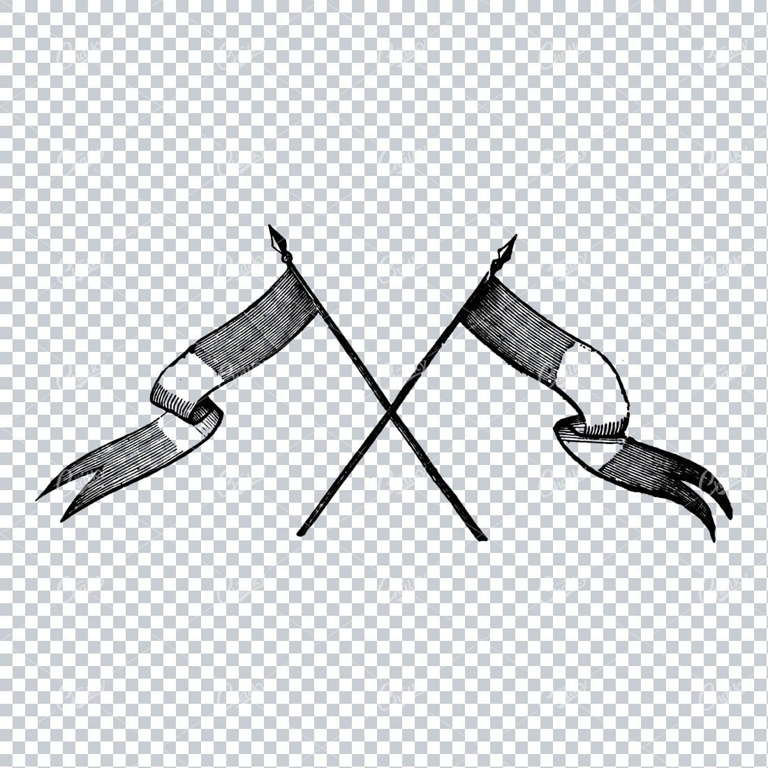 Illustration of Two Flags Crossing Over No.1