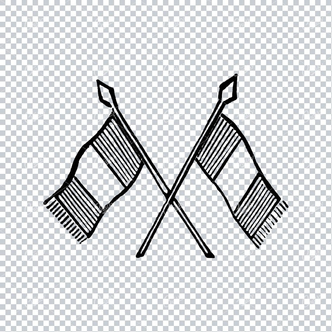Illustration of Two Flags Crossing Over No.2