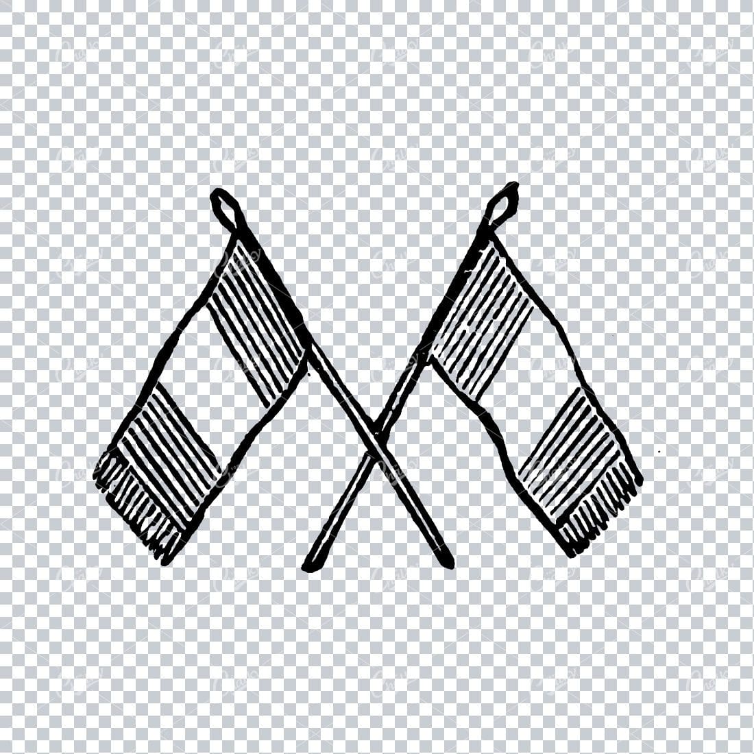 Illustration of Two Flags Crossing Over No.3