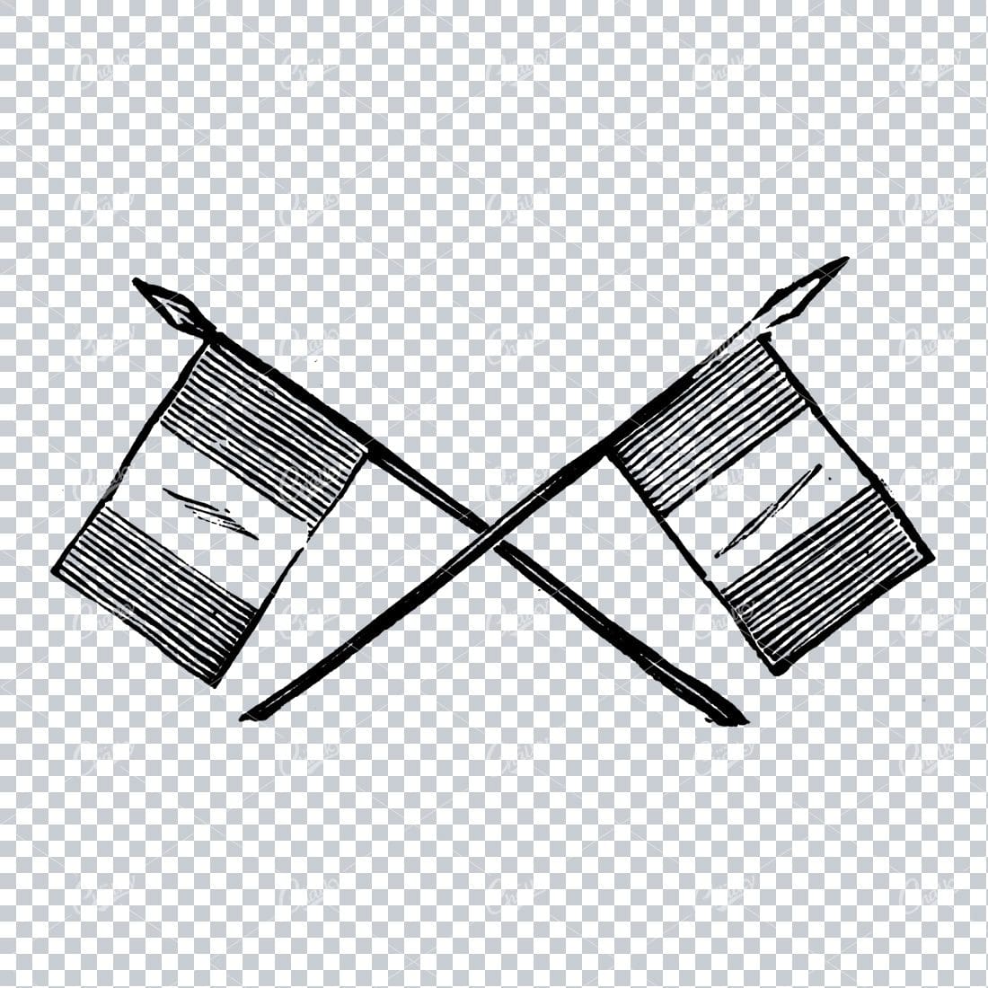 Illustration of Two Flags Crossing Over No.4