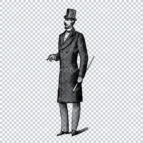 Line Art Drawing of a Gentleman in a Suit No.1