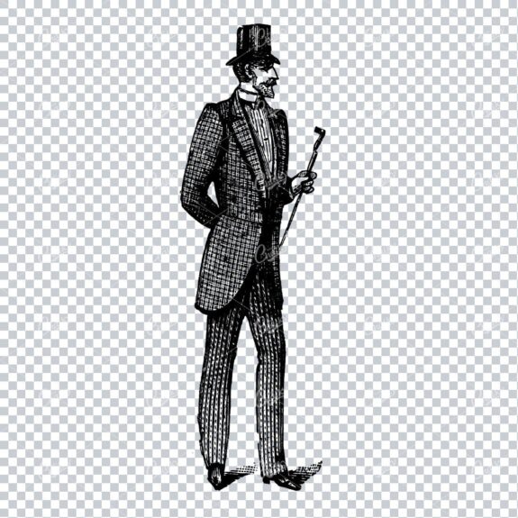 Line Art Drawing of a Gentleman in a Suit No.2