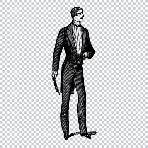 Line Art Drawing of a Gentleman in a Suit No.3