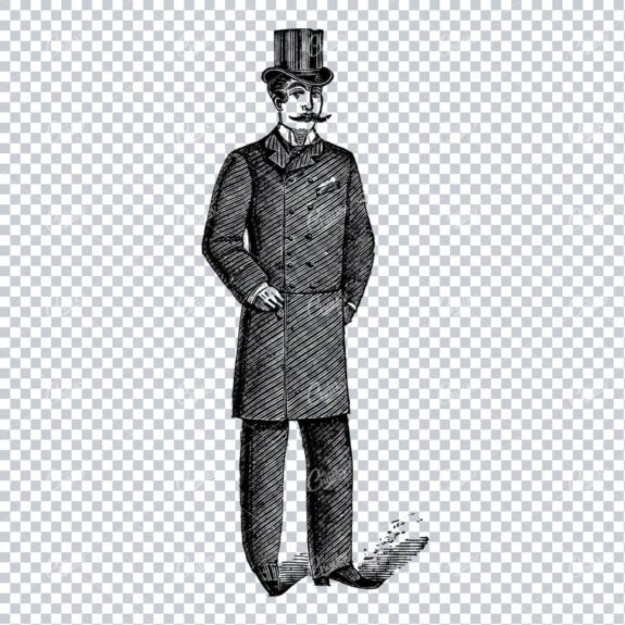 Line Art Drawing of a Gentleman in a Suit No.4