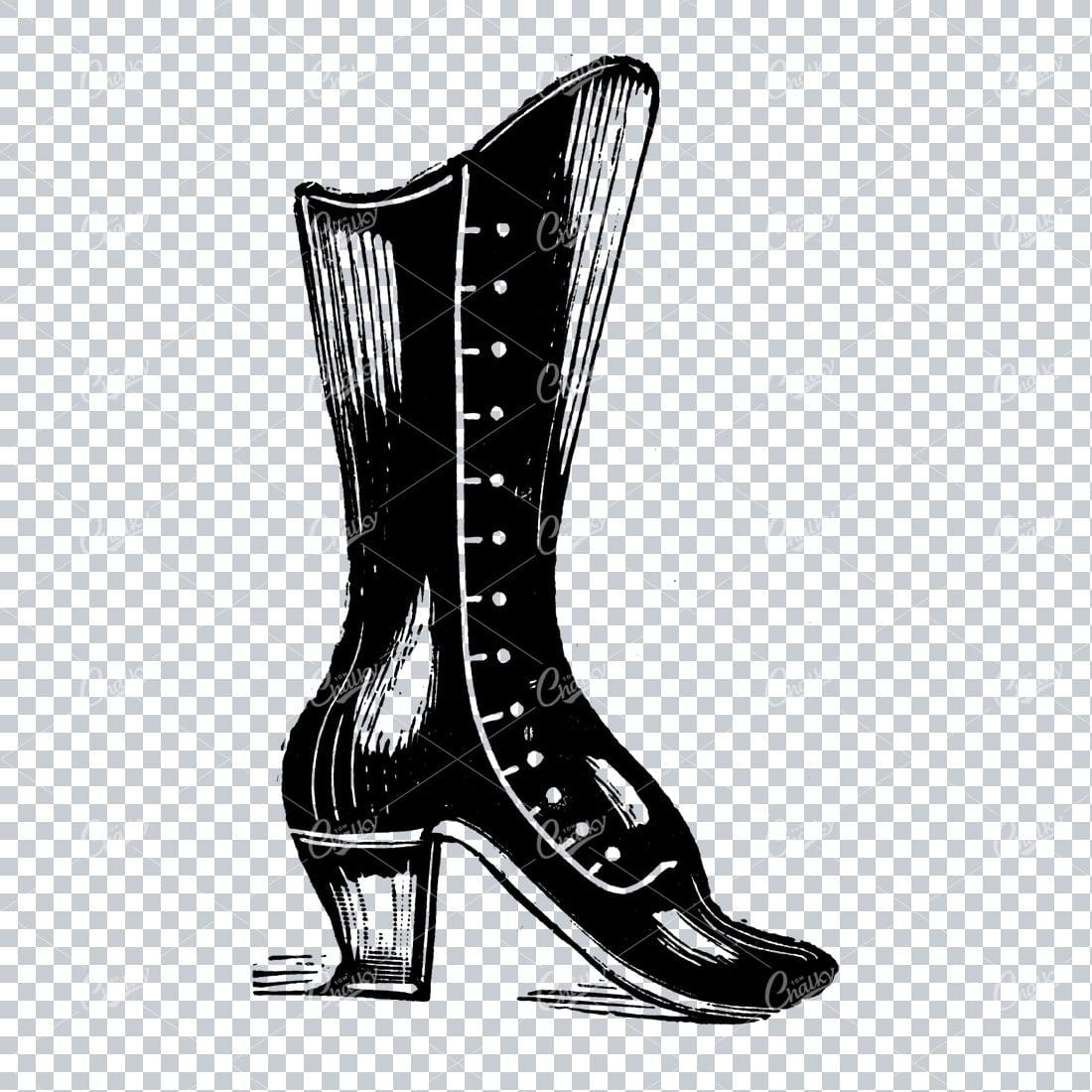 Vintage Fashion Artwork - Drawing of a Boot / Shoe No.7