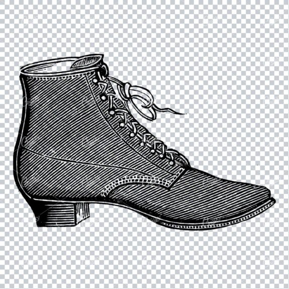 Vintage Fashion Artwork - Drawing of a Boot / Shoe No.9