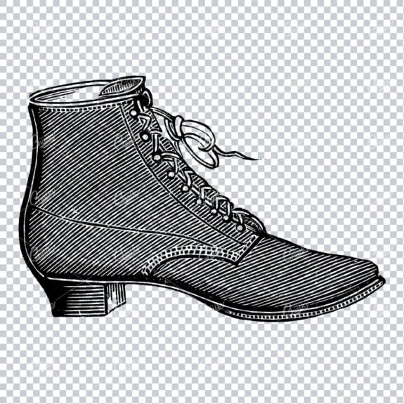 Vintage Fashion Artwork - Drawing of a Boot / Shoe No.10
