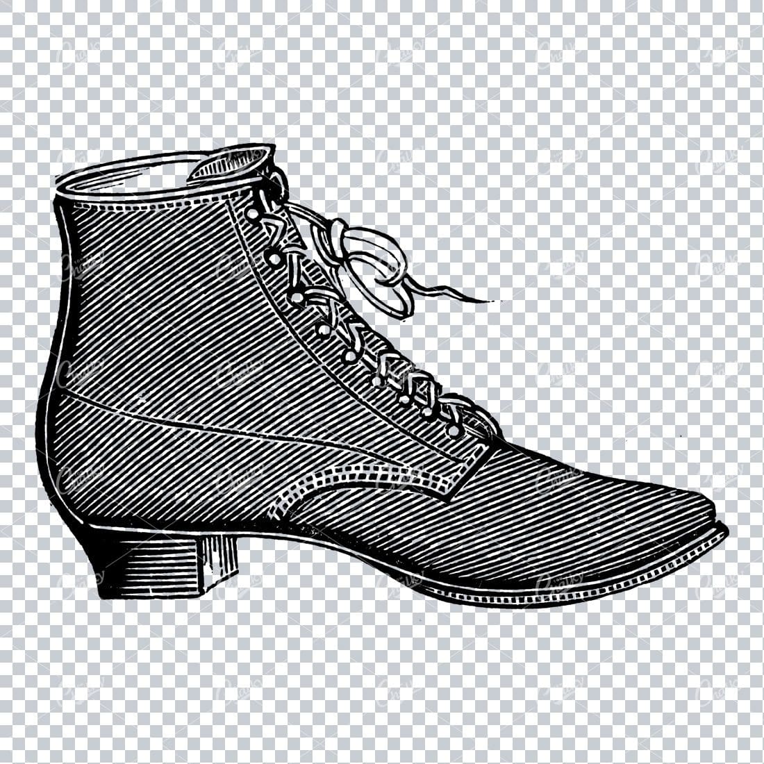 Vintage Fashion Artwork - Drawing of a Boot / Shoe No.10