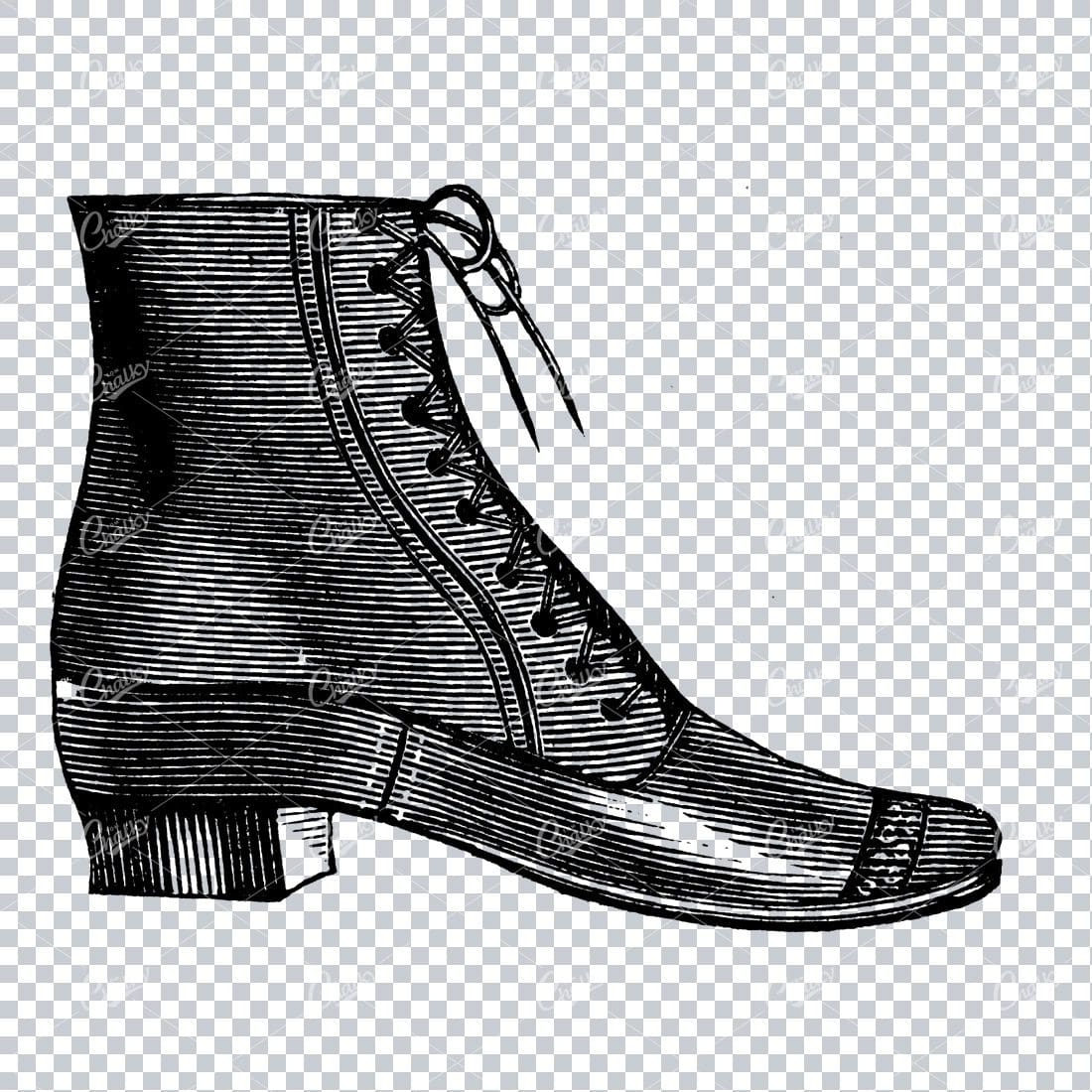 Vintage Fashion Artwork - Drawing of a Boot / Shoe No.11