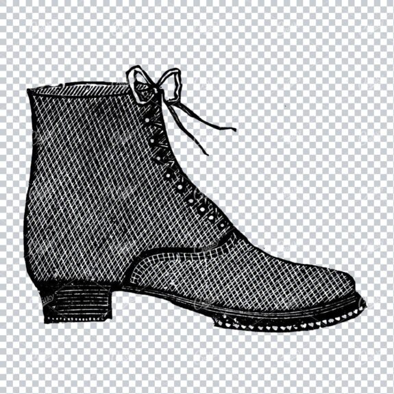 Vintage Fashion Artwork - Drawing of a Boot / Shoe No.12