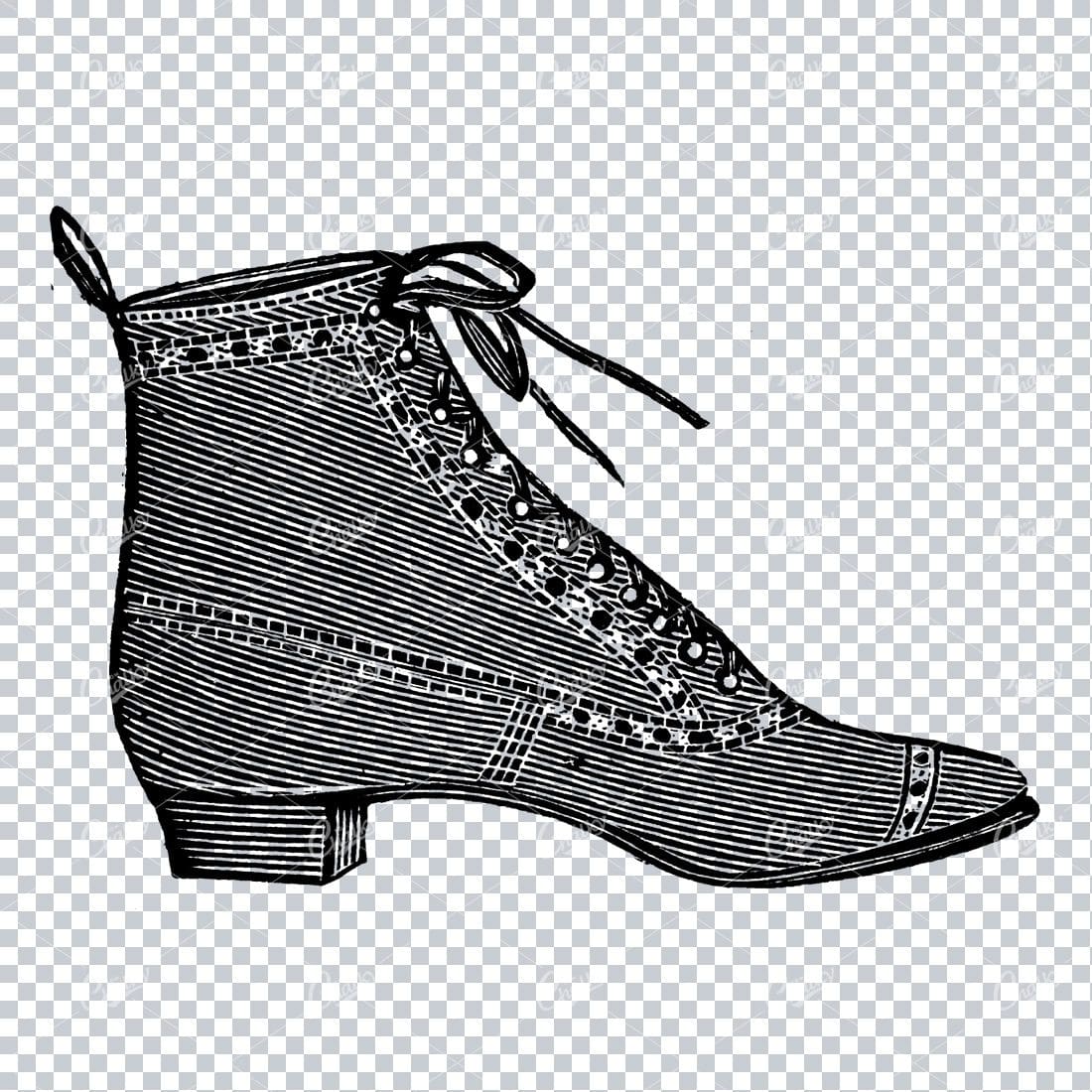 Vintage Fashion Artwork - Drawing of a Boot / Shoe No.13