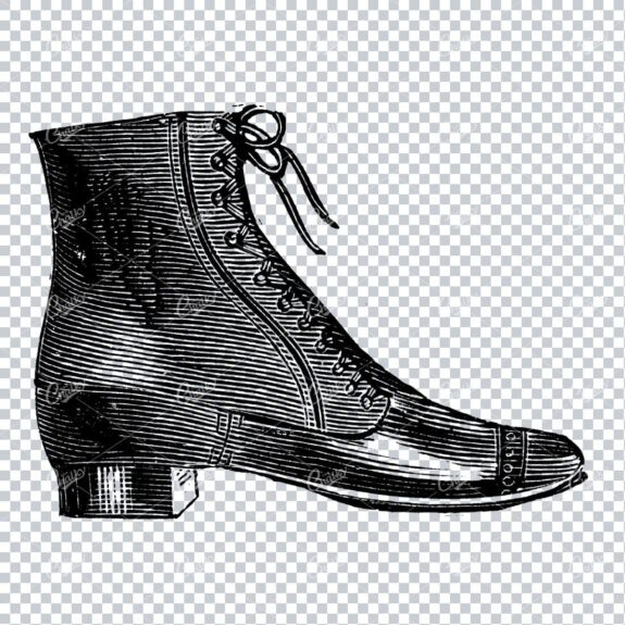 Vintage Fashion Artwork - Drawing of a Boot / Shoe No.14