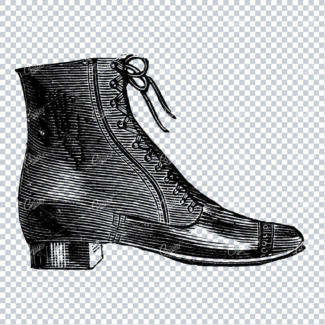 Vintage Fashion Artwork - Drawing of a Boot / Shoe No.14