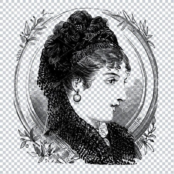 Antique Fashion Artwork - Portrait of Lady Wearing a Hat No.1