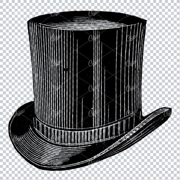 Victorian Fashion Drawing - Gentlemans Top Hat No.4