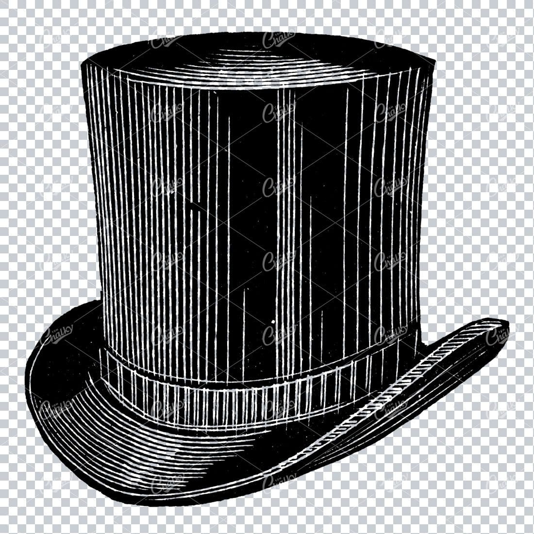 Victorian Fashion Drawing - Gentlemans Top Hat No.4