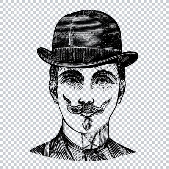 Victorian Fashion Drawing - Gentlemans Top Hat No.5