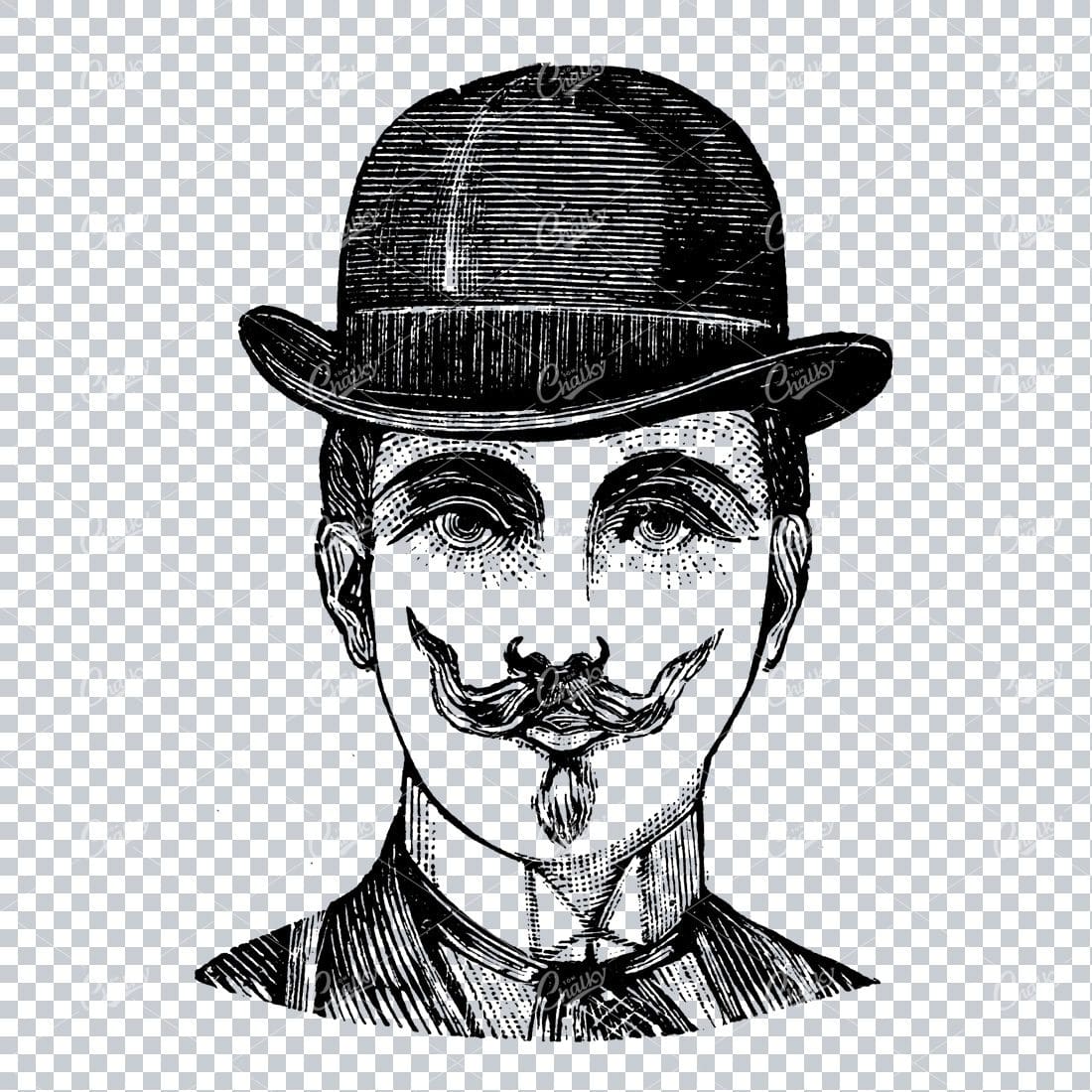 Victorian Fashion Drawing - Gentlemans Top Hat No.5