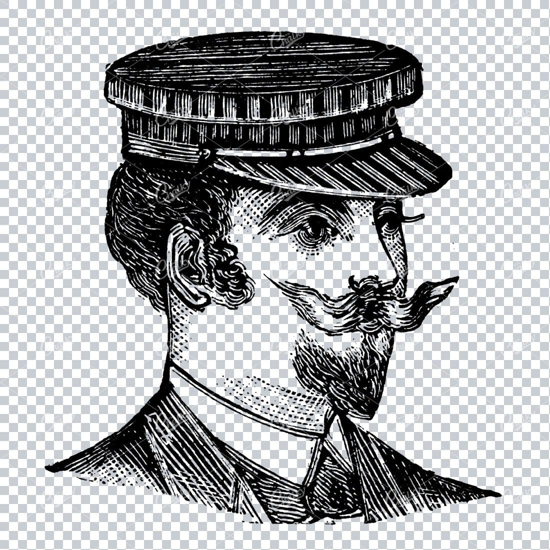 Victorian Fashion Drawing - Gentlemans Top Hat No.6